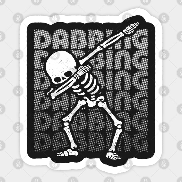 Dabbing Skeleton Type White Sticker by vo_maria